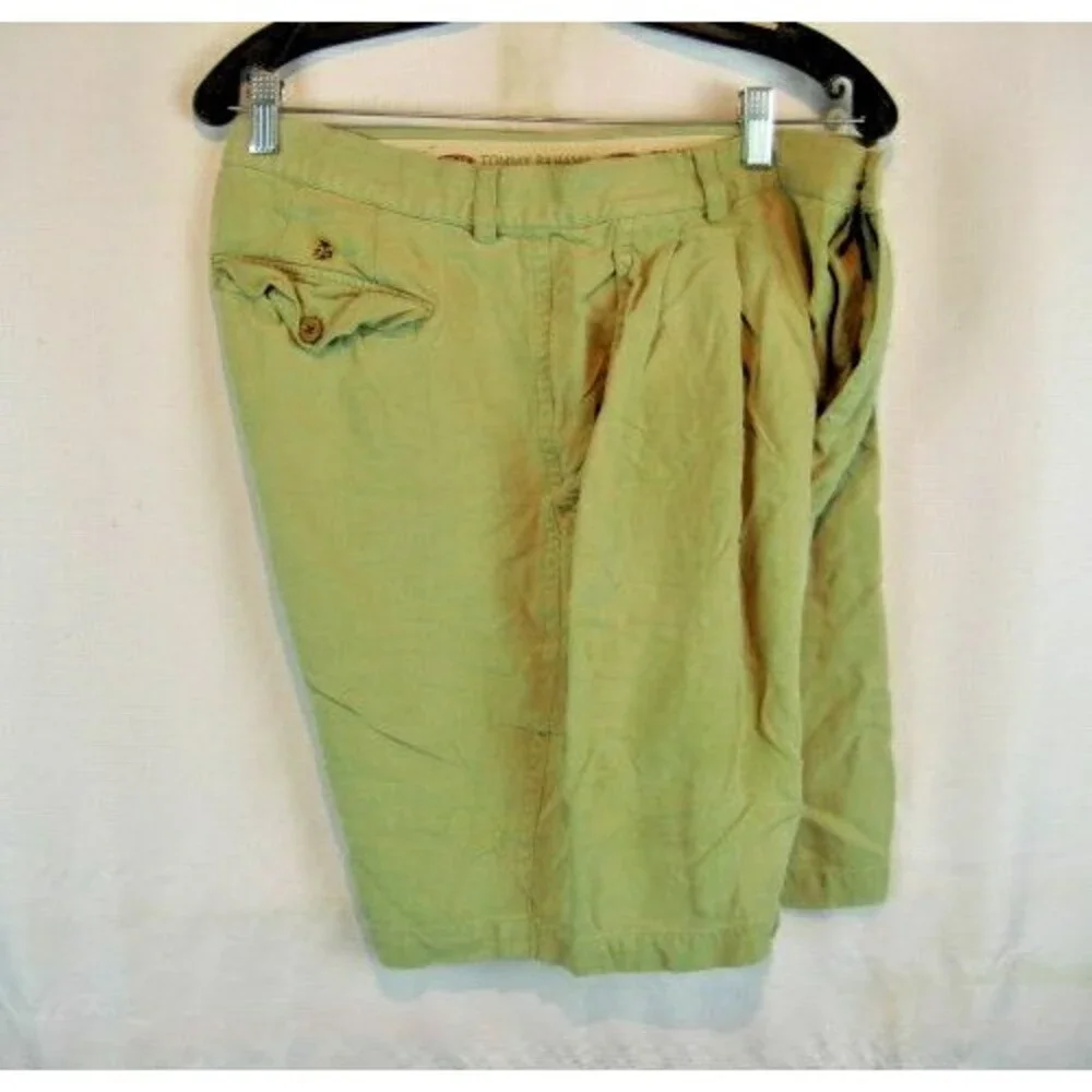 Mens Tommy Bahama Herringbone Weave 100% Silk Shorts Khaki sz 36